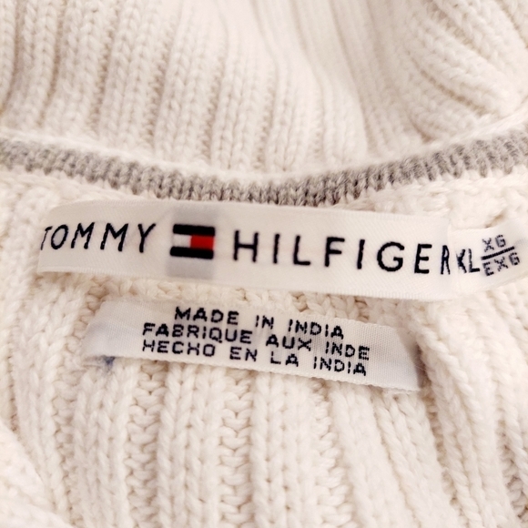 Tommy Hilfiger X-Large 1/4 Zip Ivory Logo Sweater - Picture 7 of 9